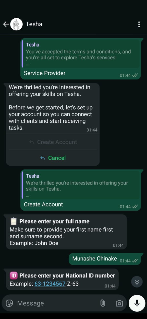 Role selection in WhatsApp chat